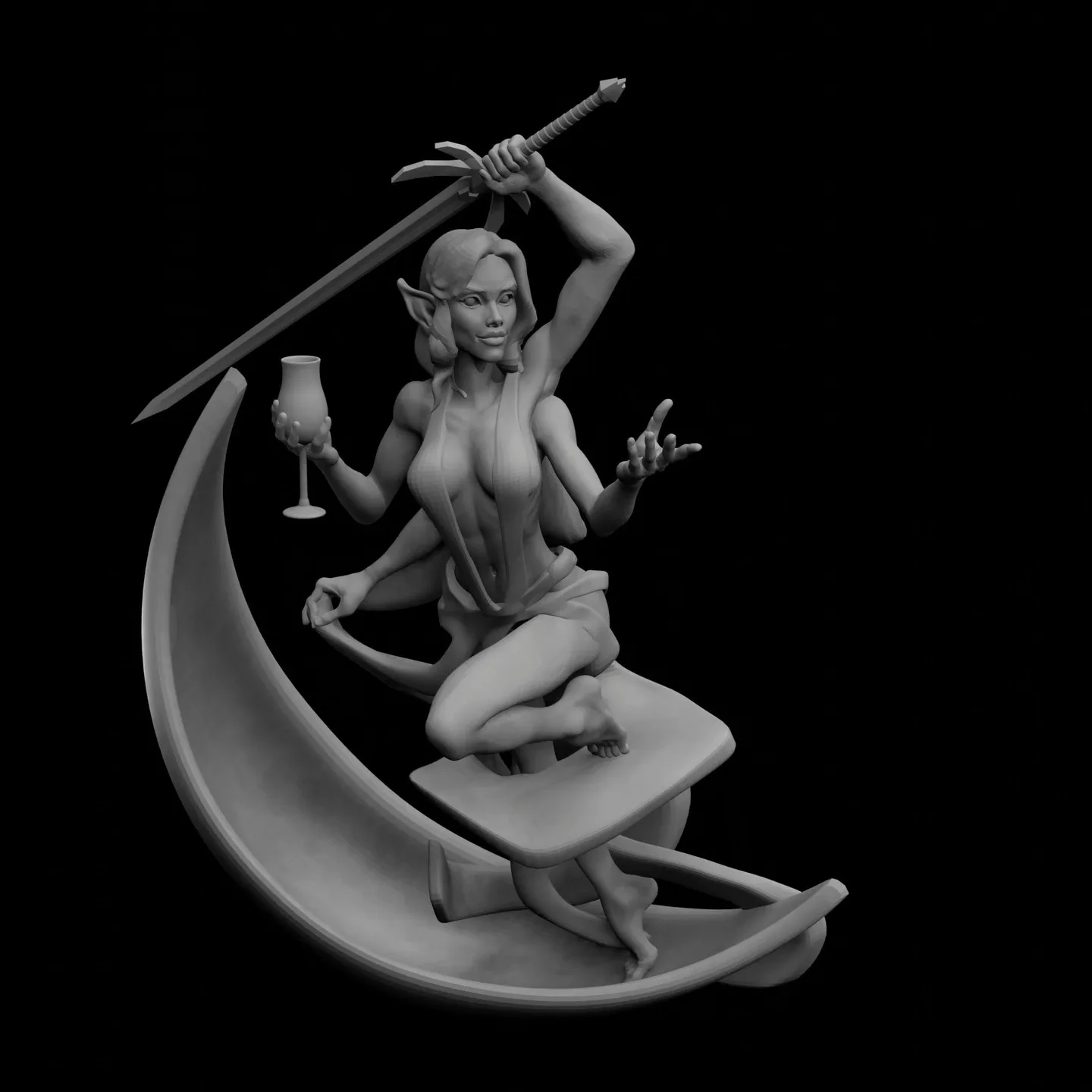 Morgan Le Fay - Lowpoly whitebox, Fountain design / Centerpiece bowl. Based on…